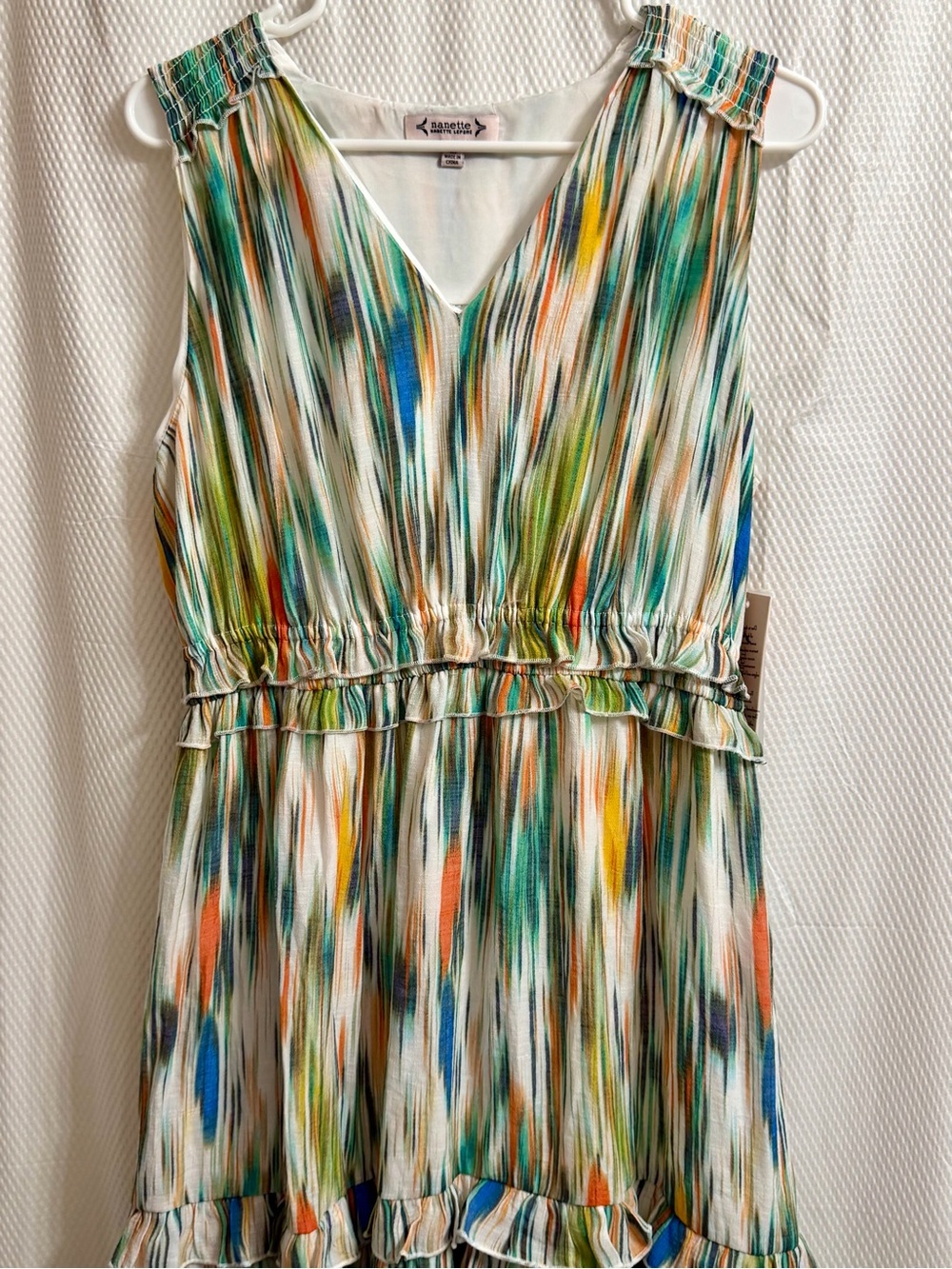 Nanette Lepore Multicolor Teal Blue Green Brushstroke Midi Dress